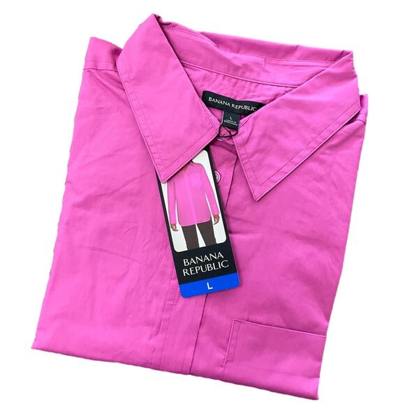 Banana Republic Women's Shirt Button Front Pink Size Large NWT - Picture 2 of 8